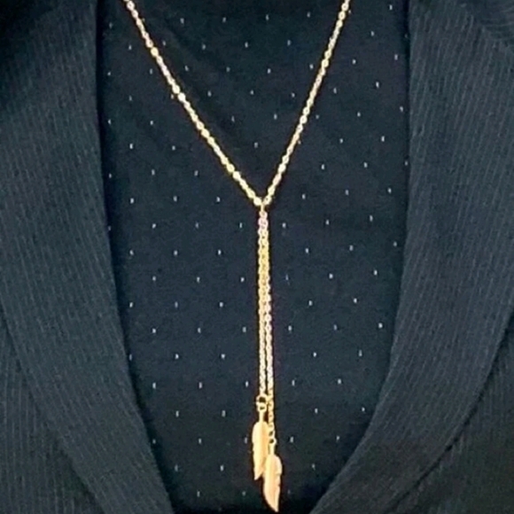 💖 2/$30 Boho Gold chain link simple dainty lariat layered leaf pendant necklace - Picture 10 of 10